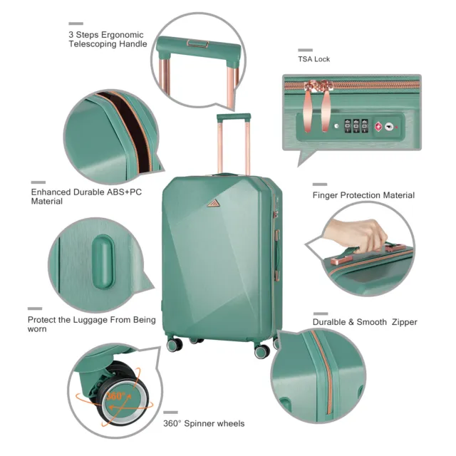 Luggage 5 Piece Set Suitcase Spinner Hardshell Lightweight TSA Lock 20/24/28in 3