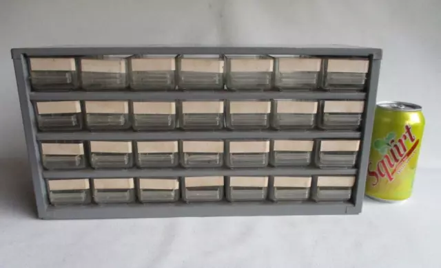 metal cabinet parts organizer metal storage bin 28 drawer akro mils vtg