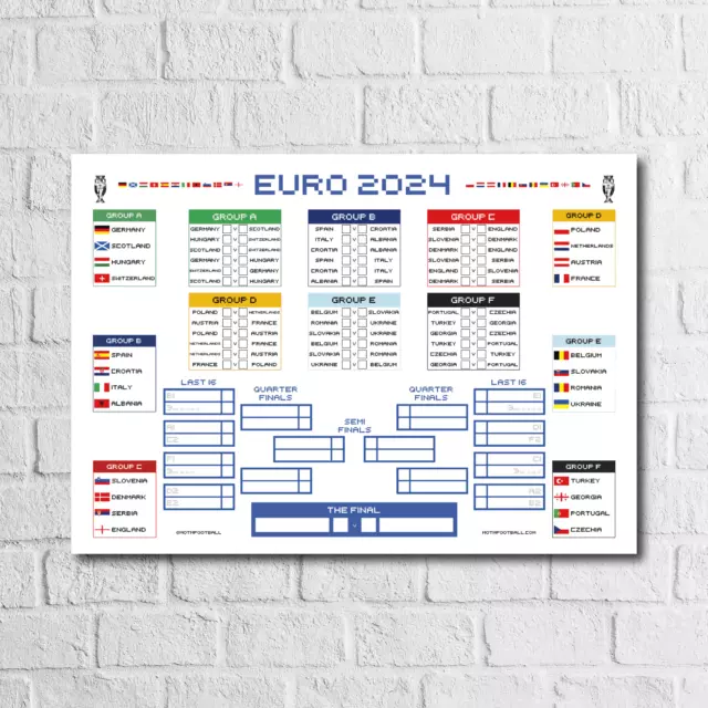 RETRO EURO 2024 Football Wall Chart Euros Germany Wall Planner 12.44
