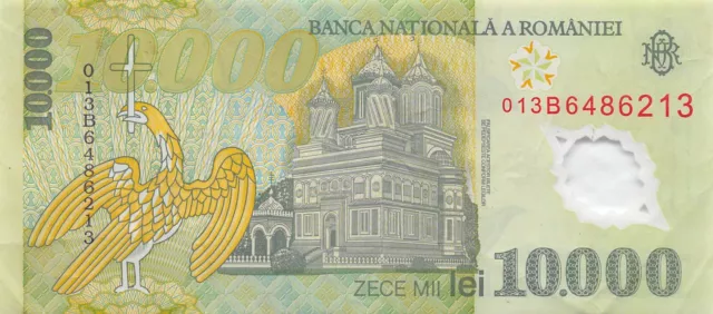Romania  10,000  lei  2000  Series  013B  Polymer  Circulated Banknote  YY
