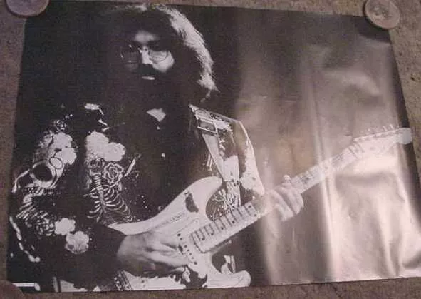 VINTAGE 70s JERRY GARCIA GRATEFUL DEAD POSTER 70s art 1973 dated black & white