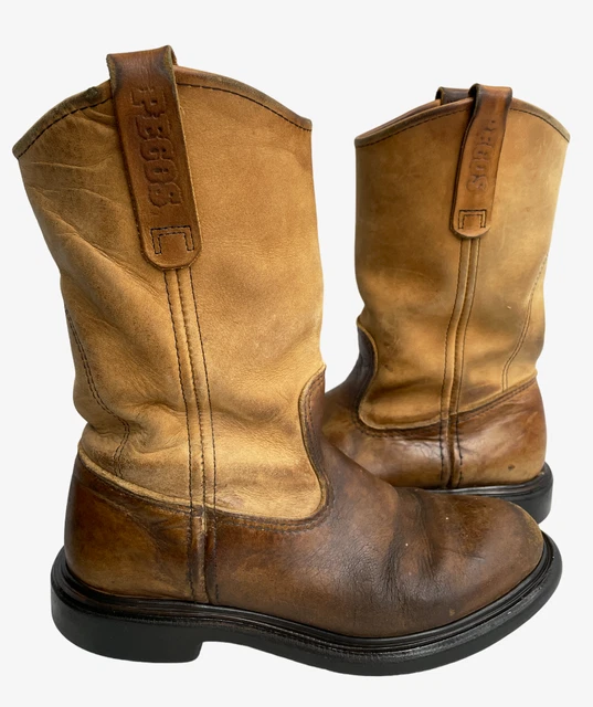 RED WING PECOS 1105 Brown Tan Leather Western Work Biker USA Boots Men