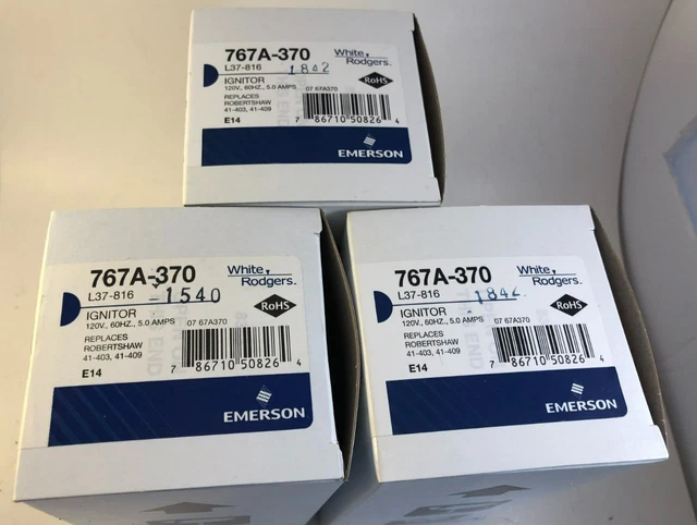 3 three Emerson White Rodgers Silicon Carbide 767a-370 Hot Surface Ignitor HVAC