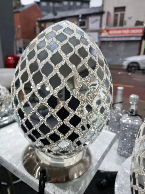 Large Mirrored Mosaic Glass Egg Lamp , New Boxed, Stunning