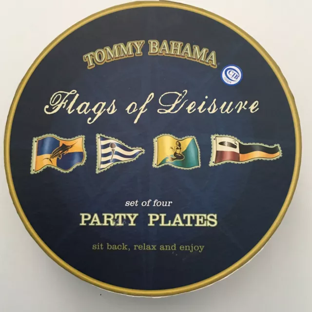 Tommy Bahama Flags Of Leisure Party Plates Set Of Four 7.5”