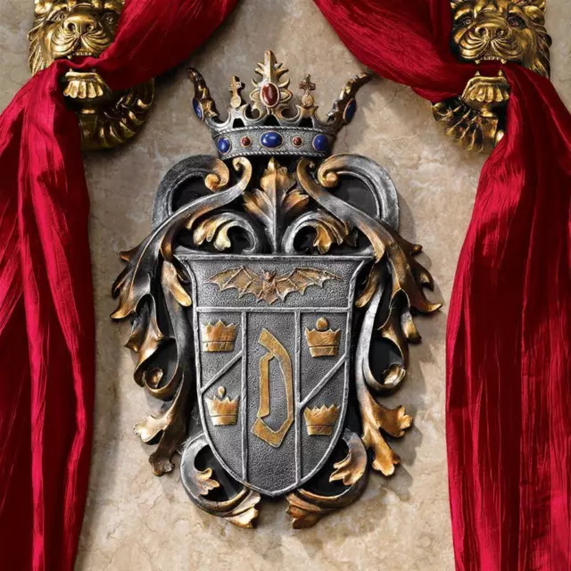 Vlad the Impaler Count Dracula Vampire Regal Crown Coat of Arms Wall Sculpture 3