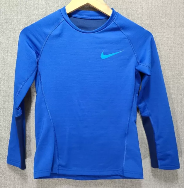 Nike Youth Girls Size Medium Dri Fit Blue Long Sleeve Activewear Top         B66