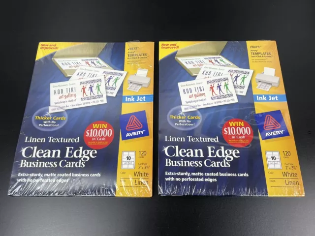 Avery 28873 Linen Textured Clean Edge Business Cards Ink Jet (Lot of 2 Packs)