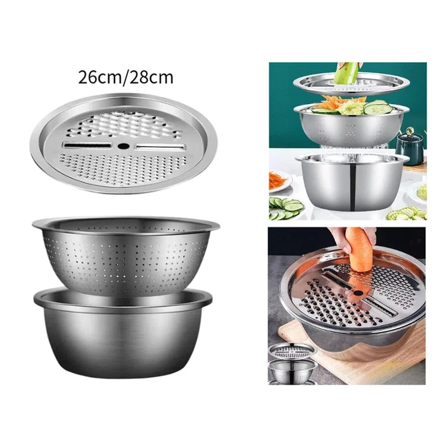 Linkidea 4-in-1 Stainless Steel Basin Grater With Cover - 304 Grade, Kitchen Multipurpose Colander - View #8