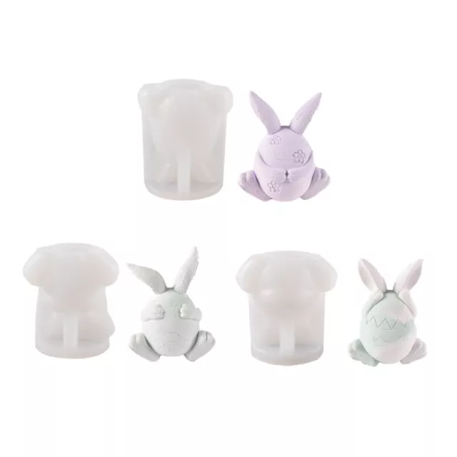 Cover Your Eyes Mouth Ears Rabbit Gypsum Stone Mold