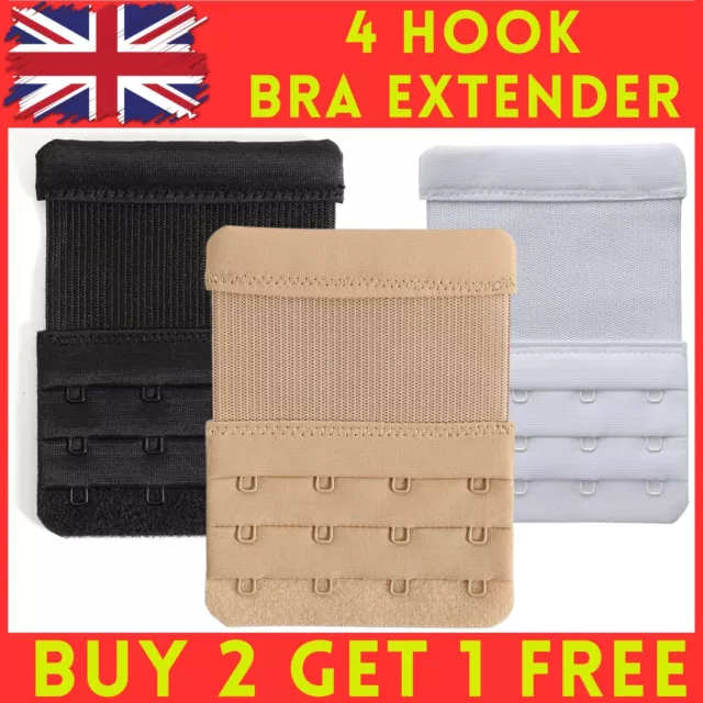 Bra Extender 4 Hook 3 ROW, Bra Extension Strap Strapless Underwear Maternity UK