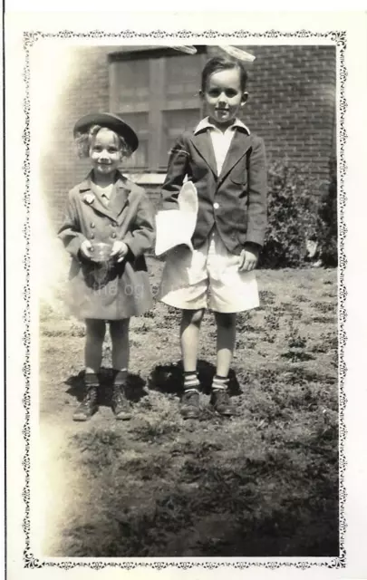1930'S CHILDREN Found ANTIQUE PHOTOGRAPH bw KIDS Original VINTAGE 111 13 X