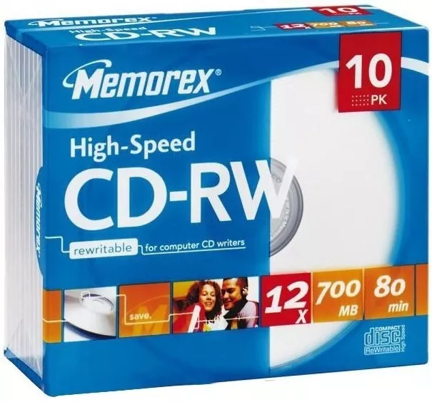 PACK 10 CD-RW VIERGE MEMOREX 80 Min 700 MB 12x SPEED NEUF SOUS BLISTER D'ORIGINE