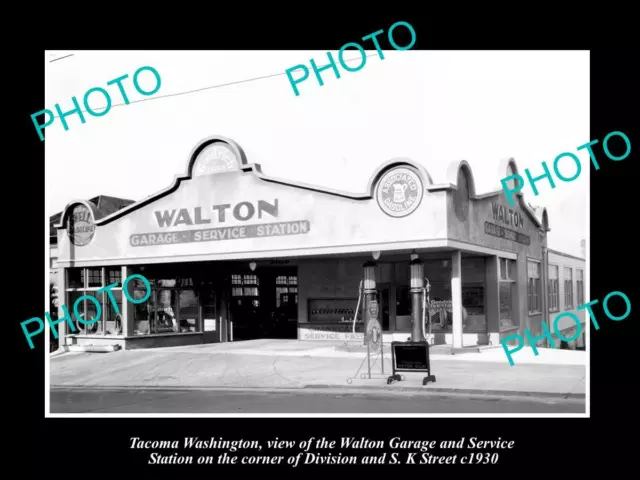 OLD POSTCARD SIZE PHOTO OF TACOMA WASHINGTON THE WALTON MOTOR GARAGE c1930