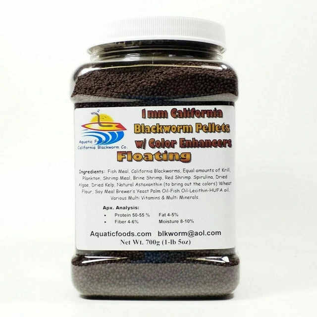 1 mm Floating California Blackworm Pellets with Color Enhancers & Vitamins