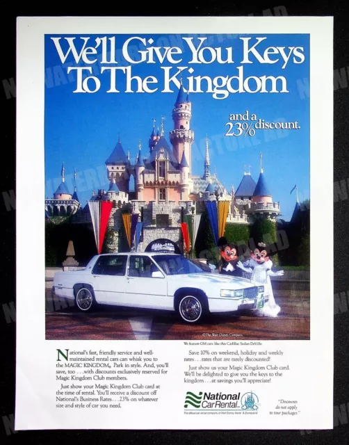 National Rental Car Cadillac Sedan DeVille 1989 Print Magazine Ad Poster ADVERT