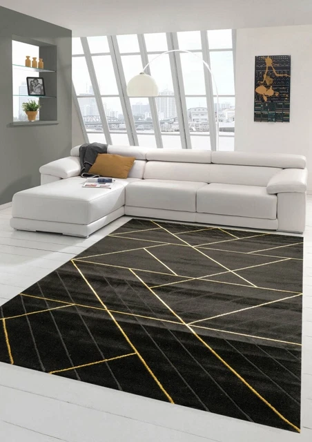 Tapis De Salon Traum Motif Géométrique – Noir Et Or, Moderne, 70% Polypropylène