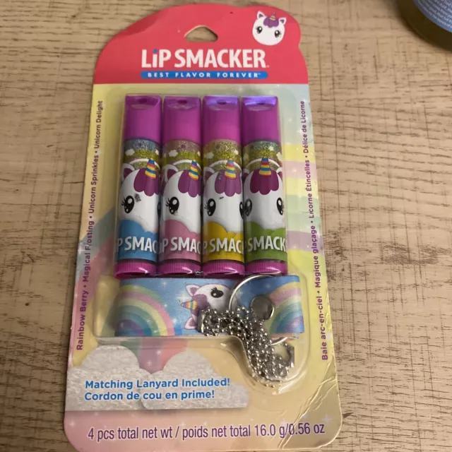 Lip Smacker Flavored Lip Balm Set With Lanyard Unicorn Lip Care to Moisturize...