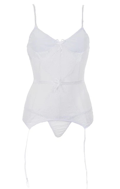 Basco Bianco con Pizzo, Nodo E Reggicalze, Biancheria Sexy