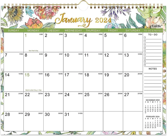 CALENDAR 2024 - Jan. 2024 - Dec. 2024, 2024 Wall Calendar, 15" x x 11.5