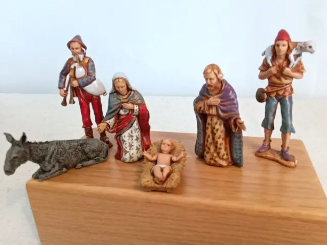 Landi Nativity Mary Joseph Jesus 2 Wise Men Mule Figures Replacement Italy VTG