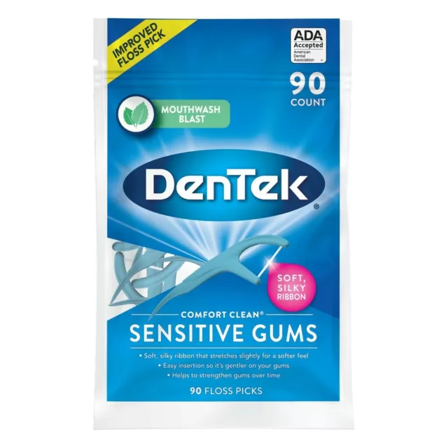 DenTek - Comfort Clean Sensitive Gums - Floss Picks - 90 Per pack