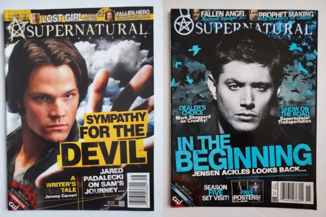 2010 SUPERNATURAL Magazine Lot #15 and #16 POSTERS Still attached Jensen Ackles