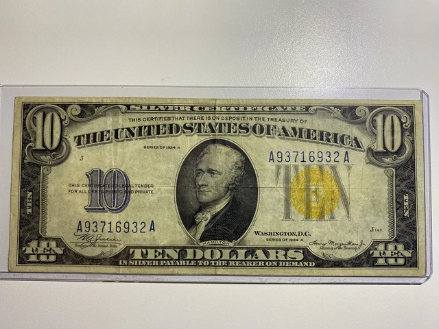 1934 A $10  North Africa Silver Certificate