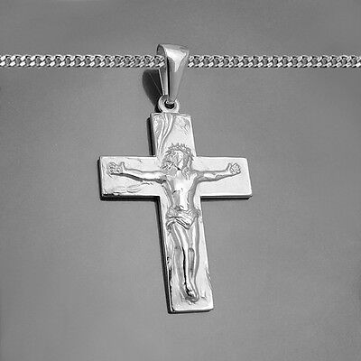 Neu Anhänger Kreuz mit Jesus echt Silber 925 36mm Sterlingsilber Unisex Qualität 
