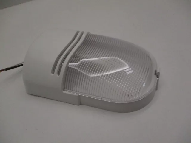 12V Clear RV Camper Trailer Porch White Base Scare Light Single Bulb Wet or Dry
