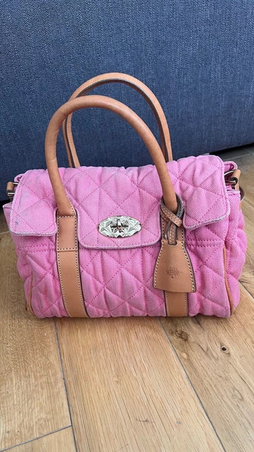 GENUINE MULBERRY SMALL Bayswater Candy Pink Quilt Denim bag