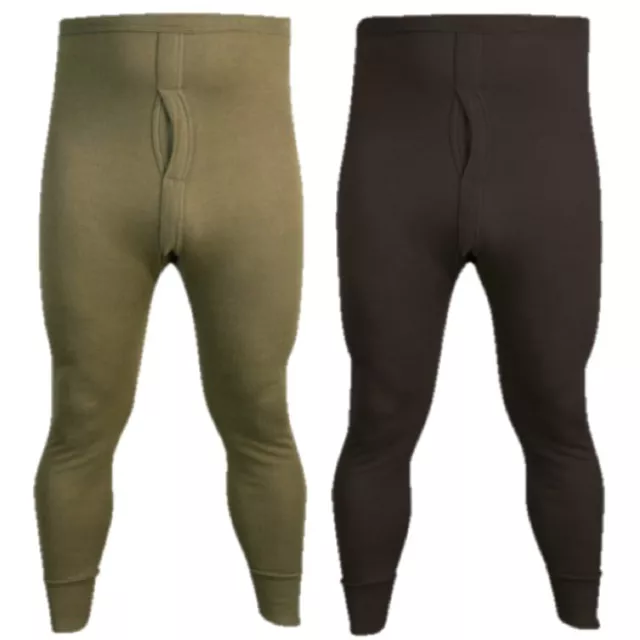 Mens Thermal Base Layer Bottoms S-2Xl Long Johns Army Cadet Olive Green Black