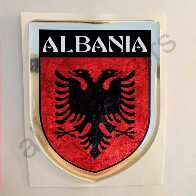 Albania Adesivi Scudetto 3D Bandiera Sporco Resinato Adesivo Vinile Resinati