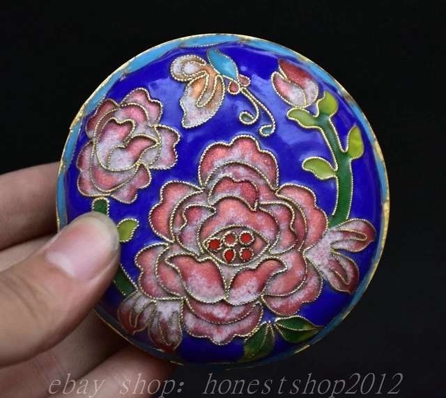 Broche Ronde Vintage émail Cloisonné Rose Pastel - Or Et émail - Bijou Ancien