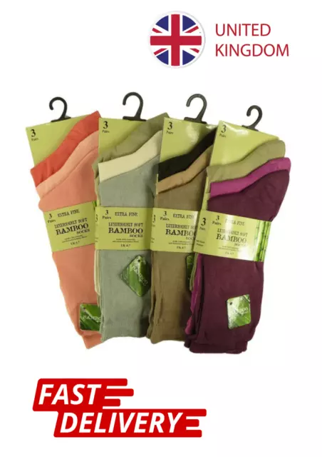 New Ladies  Extra Fine Bamboo Super Soft Anti Bacterial Socks Size UK 4-7