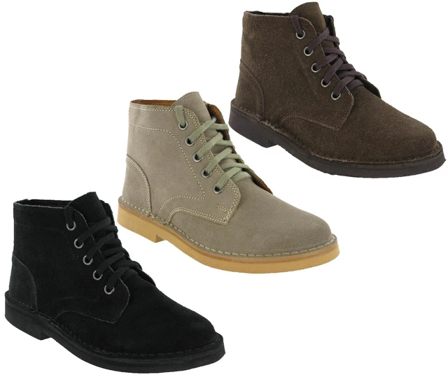 ROAMERS DESERT BOOTS Mens Eye Classic Real Suede Leather Ankle