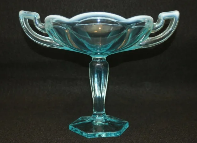 BEAUTIFUL Fenton Glass Footed Pedestal Compote Vase Blue Opalescent 6 3/8" Tall