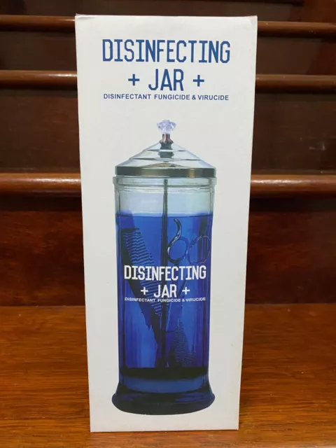 AU STOCK Barber Disinfectant Jar with Tray 42 Oz. Comb Disinfectant Jar Glass