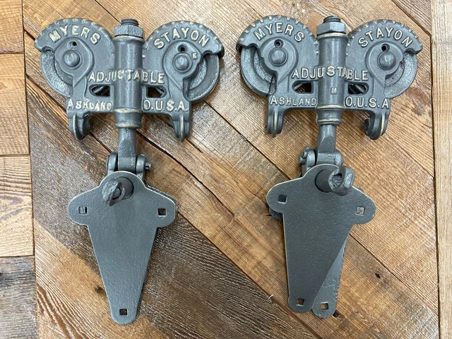Antique/Primitive Original Barn Door Rollers F.e Myers Ashland Ohio Restored