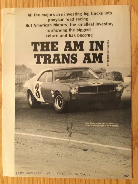 AMC119 Article American Motors AMC 1969 Javelin Trans Am Racing May 1969 8 pages