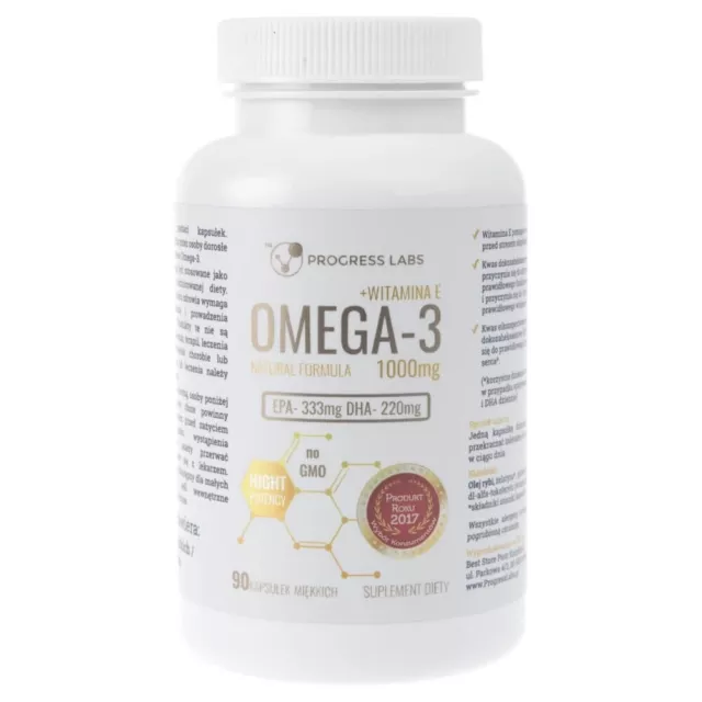 Progress Labs Omega-3 1000 mg + Vitamine E, 90 capsules