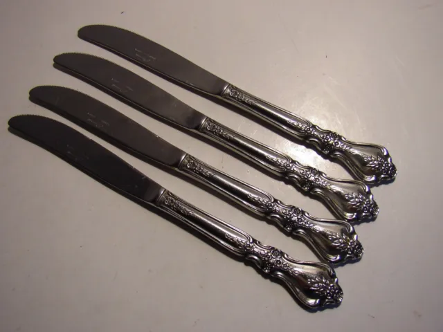 4 PC Rogers Kings Berry Stanley Roberts Stainless Dinner Knives 9" Glossy
