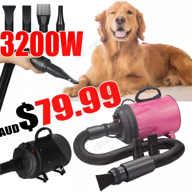 3200W Pet Hair Dryer Dog Grooming Blow Speed Hairdryer Blower Heater Low Noise