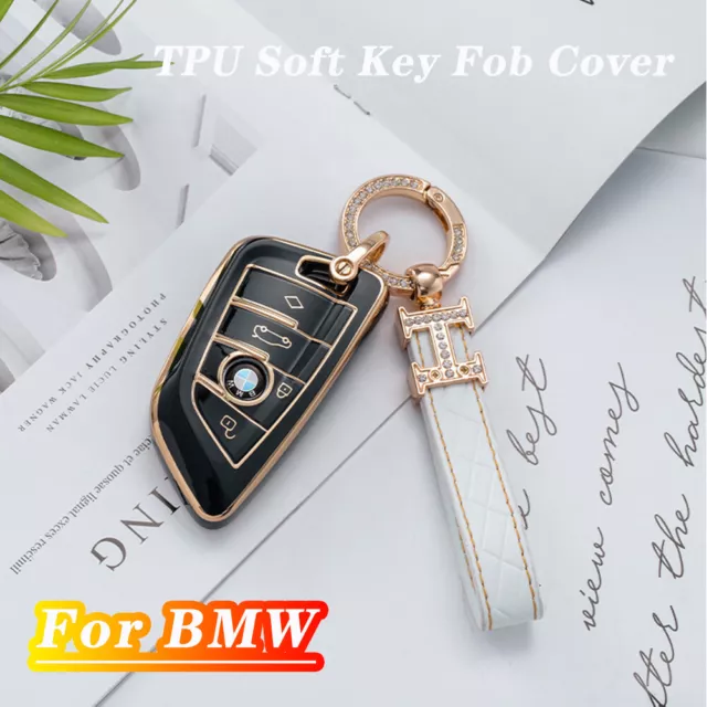 TPU Soft Silicone Car Key Fob Cover Case Chain For BMW 1 3 4 5 7 M5 M6 GT3 GT5