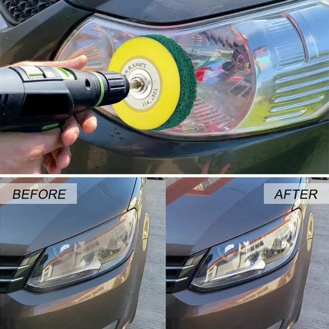 Car Headlight Lamp Polishing Disc Pads Kit Scouring Cloth Sandpaper Sponge Set 3