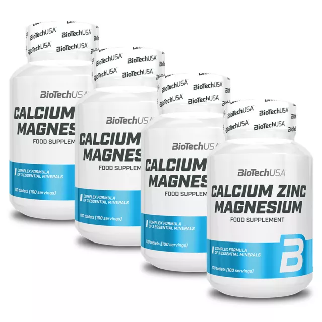 BioTech USA Calcium Zinc Magnesium 100 - 400 Tabletten Kalzium Zink + BONUS