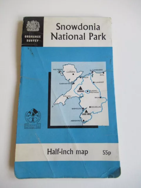 Ordnance Survey Vintage  Tourist Snowdon National Park Half Inch Map