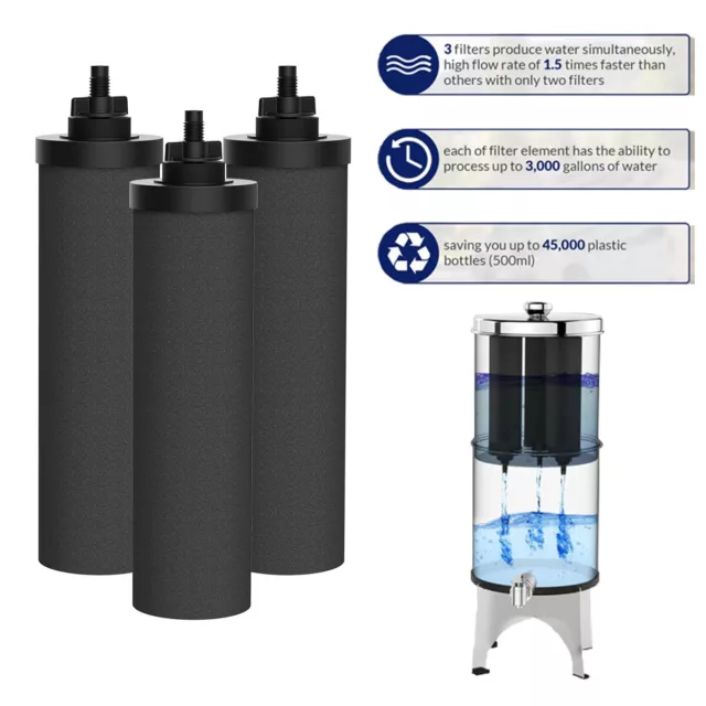 3x Replacement Elements for Berkey Filter,BB9-2Gravity Water CB+UF Filter System