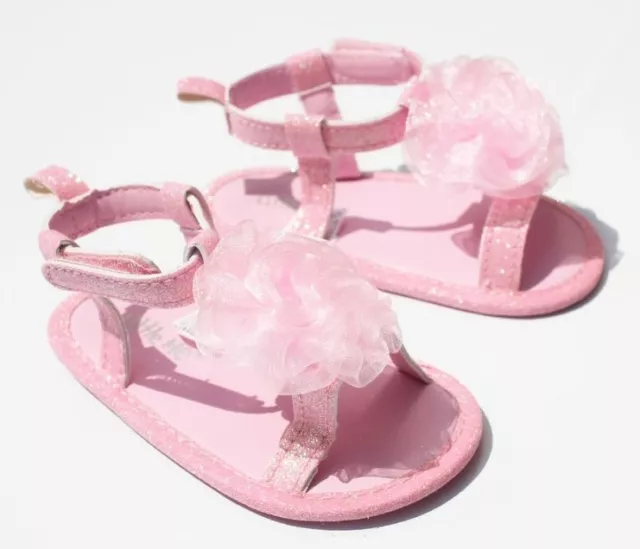 NEW Baby Girl Pink Tulle Sandal Shoes Size 0-12 months 1.2.3