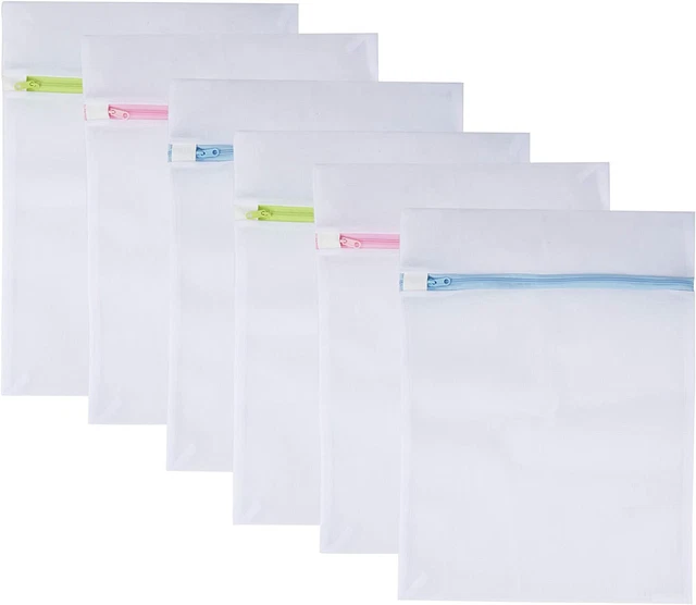 Mesh Laundry Bags 6-Pack Medium 16 x 12 Inch Laundry Wash Bag Colorful Zipper